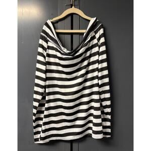 Black White Striped Off Shoulder Top